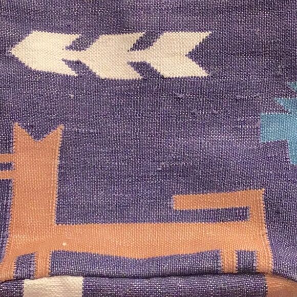 Kilim Purple Blue Tribal Ethnic Rug Design India Leather Strap Shoulder Bag - Picture 9 of 16